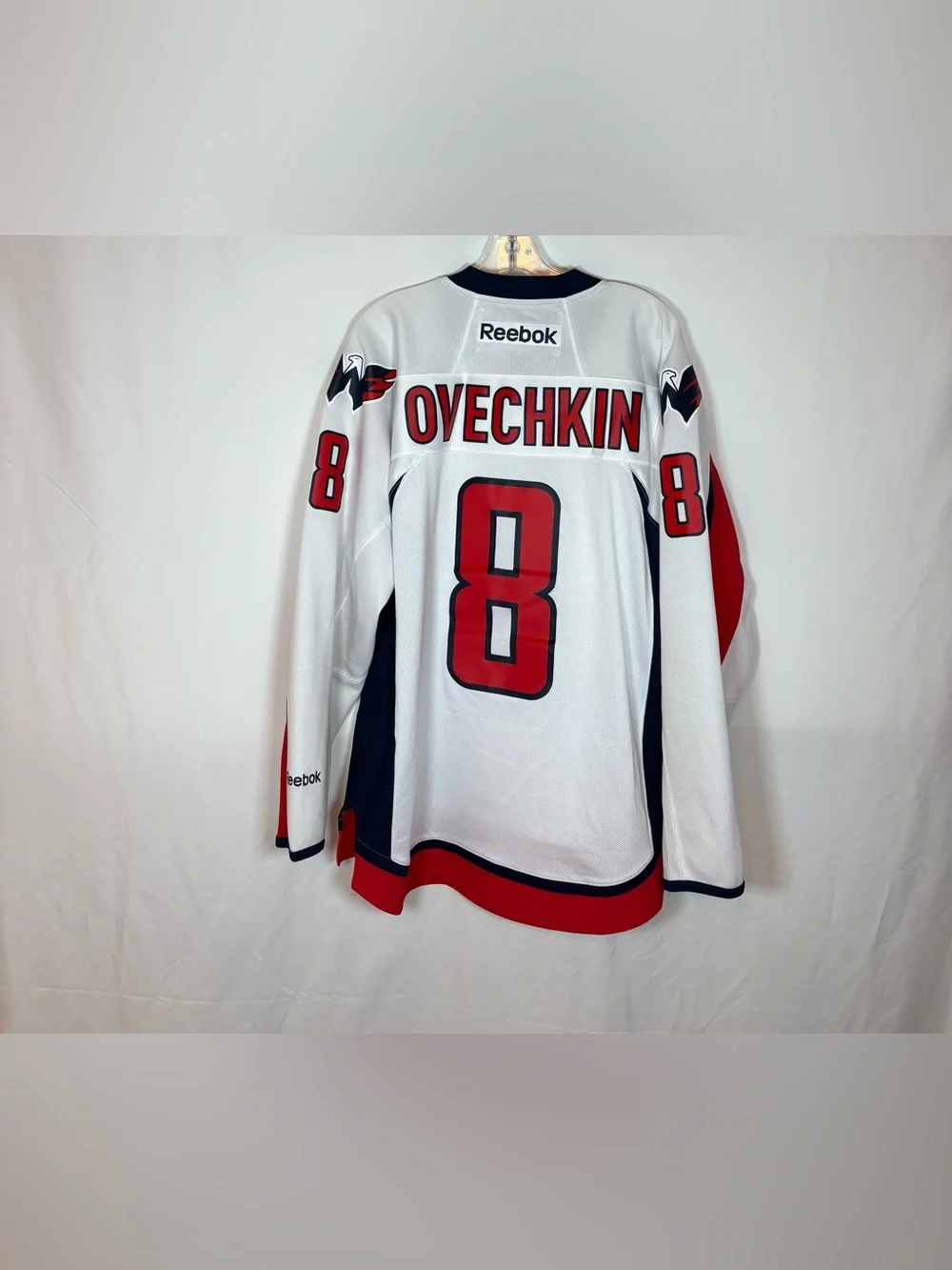 Reebok Washington Capitals #8 Ovechkin White Away Hockey Jersey Size Medium